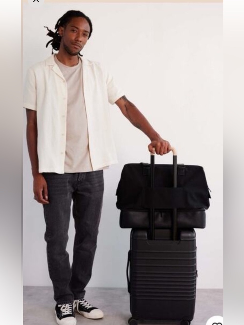BEIS Black Travel Tote Bag with Luggage Sleeve